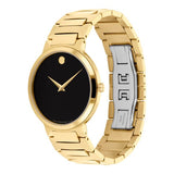 Movado Men’s Swiss Made Quartz Gold Stainless Steel Black Dial 38mm Watch 0607294