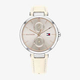 Tommy Hilfiger Women’s Quartz Cream Leather Strap Silver Dial 37mm Watch 1782123