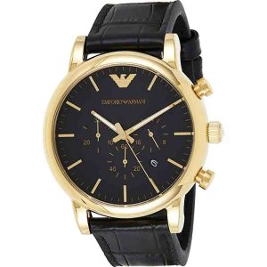 Emporio Armani Men’s Quartz Leather Strap Black Dial 46mm Watch AR1917