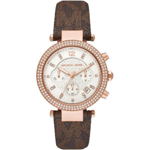 Michael Kors Women’s Quartz Brown Leather Strap White Dial 39mm Watch MK6917