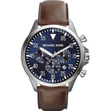 Michael Kors Men’s Chronograph Leather Strap Blue Dial 45mm Watch MK8362