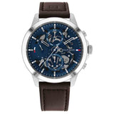 Tommy Hilfiger Men’s Quartz Brown Leather Strap Blue Dial 44mm Watch 1710476