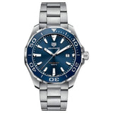 TagHeuer Aquaracer Men’s Quartz Swiss Made Silver Stainless Steel Blue Dial 43mm Watch WAY101C.BA0746