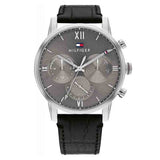 Tommy Hilfiger Men’s Quartz Black Leather Strap Grey Dial 44mm Watch 1791883