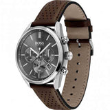 Hugo Boss Men’s Quartz Leather Strap Gray Dial 44mm Watch 1513815