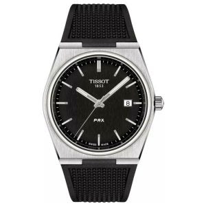 TISSOT PRX Men’s Quartz Swiss Made Black Silicone Strap Black Dial 40mm Watch T137.410.17.051.00