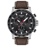 TISSOT Men’s Swiss Made Quartz Brown Leather Strap Black Dial 45mm Watch T125.617.16.051.01