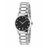 Gucci Women’s Swiss Made Quartz Silver Stainless Steel Black Dial 27mm Watch YA126573