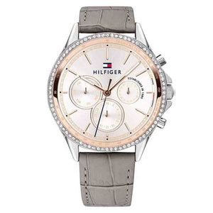 Tommy Hilfiger Women’s Quartz Grey Leather Strap Silver Dial 39mm Watch 1781980