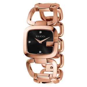 Gucci Women’s Swiss Made Quartz Rose Gold Stainless Steel Black Dial 32mm Watch YA125409