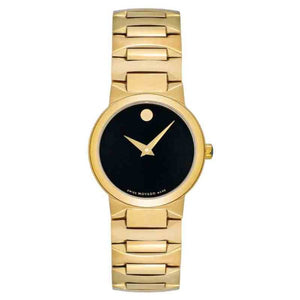 Movado Women’s Quartz Swiss Made Gold Stainless Steel Black Dial 26mm Watch 0607297