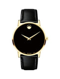 Movado Men’s Quartz Swiss Made Leather Strap Black Dial 40mm Watch 0607271