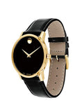 Movado Men’s Quartz Swiss Made Leather Strap Black Dial 40mm Watch 0607271