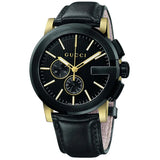 Gucci Men’s Swiss Made Quartz Leather Strap Black Dial 44mm Watch YA101203