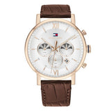 Tommy Hilfiger Men’s Quartz Leather Strap Silver Dial 44mm Watch 1710394