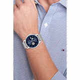 Tommy Hilfiger Men's Quartz Silver Stainless Steel Blue Dial 44mm Watch 1710504