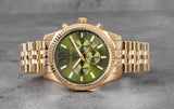 Michael Kors Men’s Quartz Stainless Steel Gold Tone Green Dial 45mm Watch MK8446