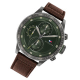 Tommy Hilfiger Men's Quartz Leather Strap Green Dial 46mm Watch 1791809