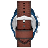 Fossil Men’s Quartz Brown Leather Strap Blue Dial 50mm Watch FS5829