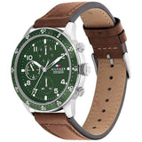 Tommy Hilfiger Men’s Quartz Brown Leather Strap Green Dial 44mm Watch 1791948