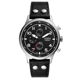 Fossil Men’s Chronograph Quartz Black Leather Strap Black Dial 44mm Watch FS5806