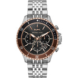 Michael Kors Bayville Silver Stainless Steel Black Dial Chronograph Quartz Watch for Gents – MK8725