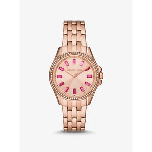 Michael Kors Pilot Pave Rose Gold Stainless Steel Rose Gold Dial Quartz Watch for Ladies - MK-7367