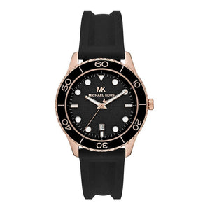 Michael Kors Uni Sex Quartz Runway Silicone Strap Black Dial 40mm Watch - Mk6852