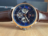 Tommy Hilfiger Men’s Quartz Leather Strap Blue Dial 44mm Watch 1791290