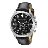 Michael Kors Men’s Chronograph Leather Strap Black Dial 45mm Watch MK8442