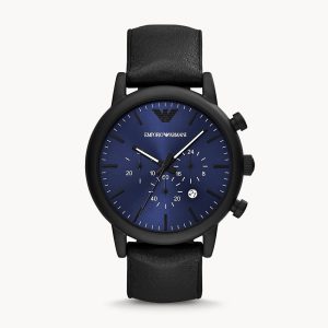 Emporio Armani Men’s Quartz Leather Strap Blue Dial 46mm Watch AR11351