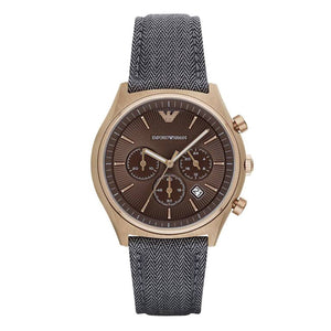 Emporio Armani Men’s Chronograph Quartz Leather Strap Brown Dial 43mm Watch AR1976