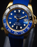 Seiko Mod Submariner "Gold Batman Blue Strap"