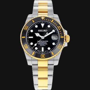 Seiko Mod Submariner "Black &amp; God Two-Tone"