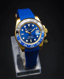 Seiko Mod Submariner "Gold Batman Blue Strap"