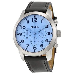 Fossil Pilot Black Leather Strap Silver Dial Watch for Men's – FS5162