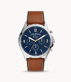 Fossil Men’s Quartz Leather Strap Blue Dial 46mm Watch FS5607