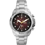 Fossil Men’s Quartz Silver Stainless Steel Red Dial 44mm Watch FS5878