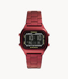 Fossil Retro Digital Pomegranate Red Stainless Steel Watch