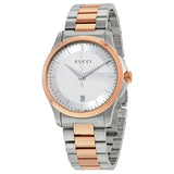 Gucci G-Timeless Two-tone Stainless Steel Silver Dial Quartz Watch for Gents- GUCCI YA126447