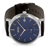 Hugo Boss Men’s Quartz Brown Leather Strap Blue Dial 40mm Watch 1513639