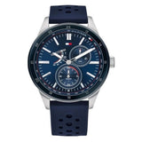 Tommy Hilfiger Men's Quartz Blue Silicone Strap Blue Dial 44mm Watch 1791635