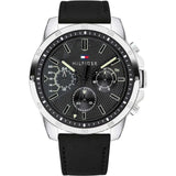 Tommy Hilfiger Men's Quartz Leather Strap Black Dial 46mm Watch 1791563