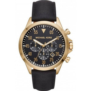 Michael Kors Men’s Chronograph Leather Strap Black Dial 45mm Watch MK8618