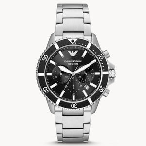 Emporio Armani Men’s Silver With Black Dial Watch AR11360