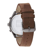 Tommy Hilfiger Men’s Quartz Brown Leather Strap Grey Dial 44mm Watch 1791730