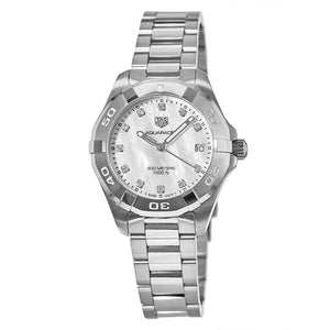 TagHeuer Women's Aquaracer Silver Stainless Steel White Mother of Pearl Dial Quartz Watch WBD1314.BA0740