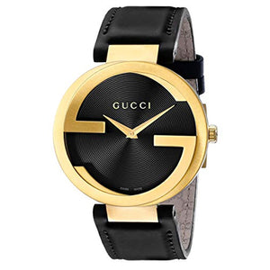 Gucci Unisex Swiss Made Quartz Black Leather Strap Black Dial 37mm Watch YA133326