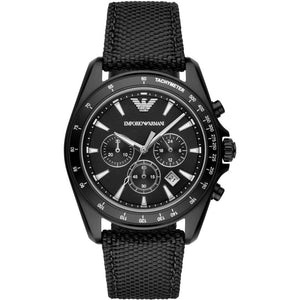 Emporio Armani Men’s Quartz Black Nylone Strap Black Dial 44mm Watch AR6131