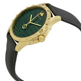 Gucci Men’s Swiss Made Quartz Leather Strap Green Dial 38mm Watch YA126463